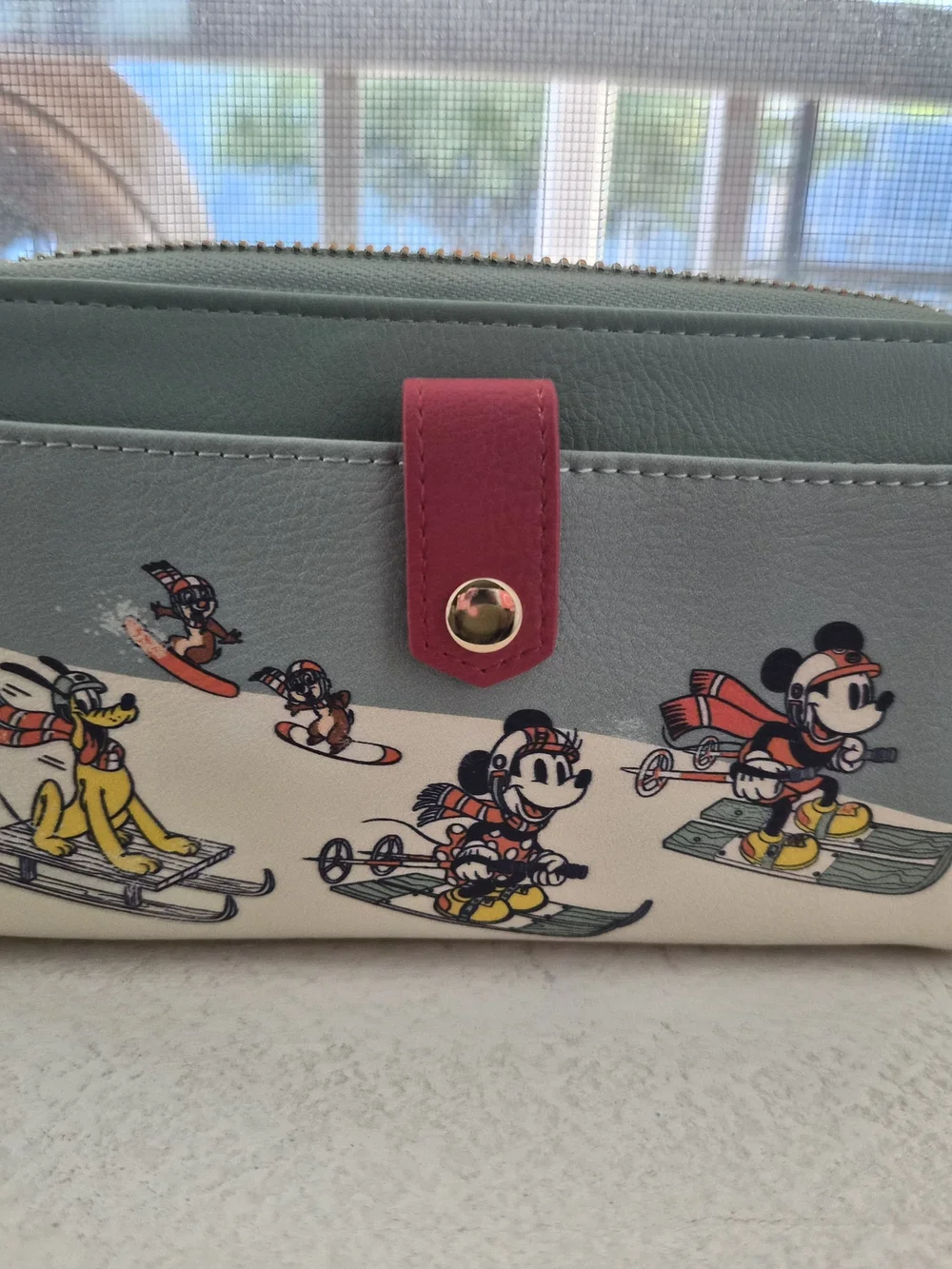 Loungefly Mint and Pink Disney Ski Character Cosmetic Pouch